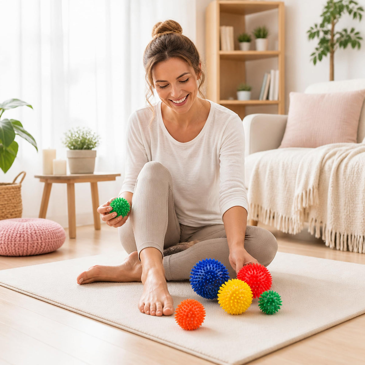 Igelball 6er Set Massageball – Verschiedene Größen für punktuelle Selbstmassage an Füßen, Nacken und Rücken