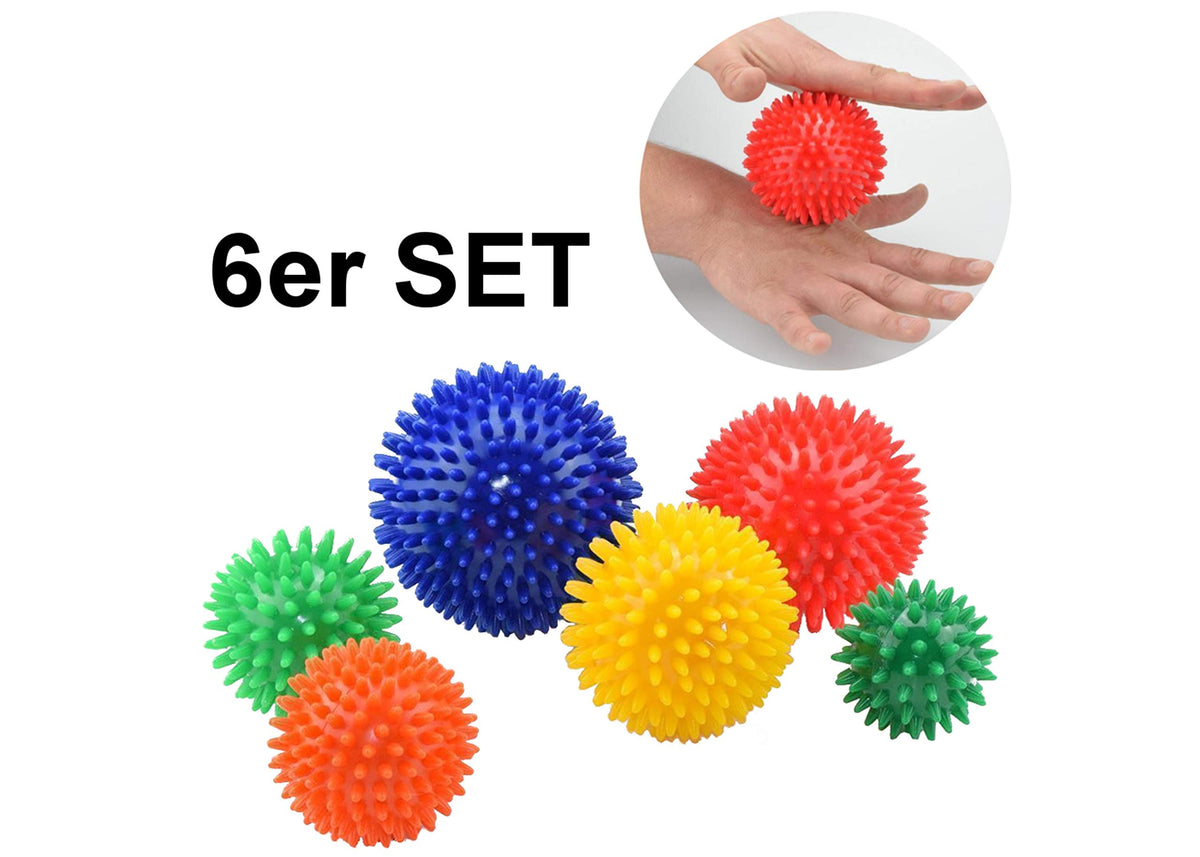 Igelball 6er Set Massageball – Verschiedene Größen für punktuelle Selbstmassage an Füßen, Nacken und Rücken