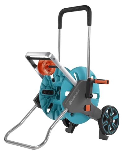 Gardena CleverRoll M Easy: Schlauchwagen mit bis zu 60 m Kapazität, besonders standfest, mit komfortabler Schlauchführung in robustem Metallrahmen, Nachtropfstopp, werkzeuglose Montage (18515-20)