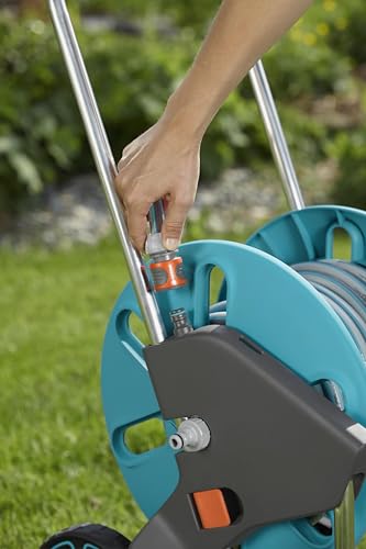 Gardena CleverRoll M Easy: Schlauchwagen mit bis zu 60 m Kapazität, besonders standfest, mit komfortabler Schlauchführung in robustem Metallrahmen, Nachtropfstopp, werkzeuglose Montage (18515-20)