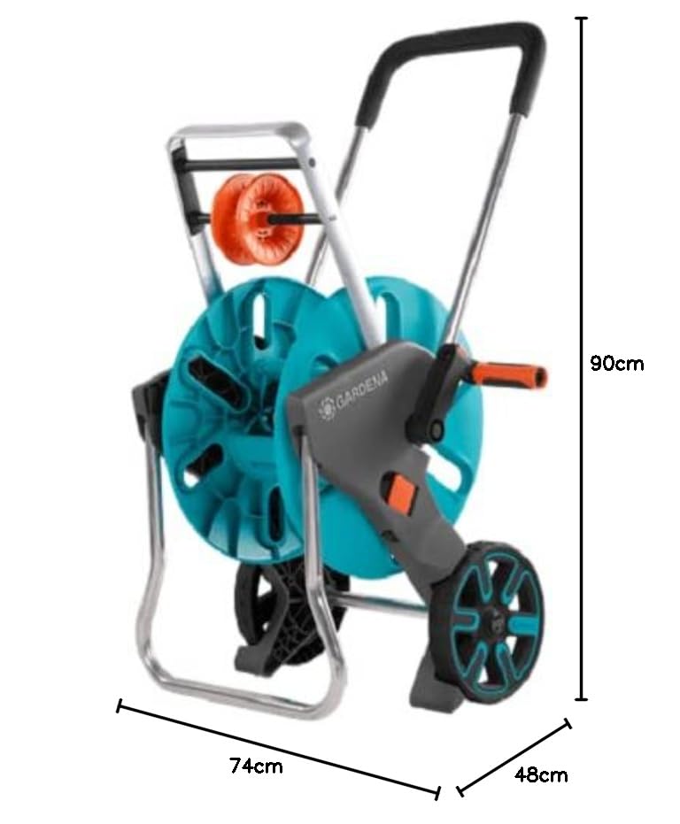 Gardena CleverRoll M Easy: Schlauchwagen mit bis zu 60 m Kapazität, besonders standfest, mit komfortabler Schlauchführung in robustem Metallrahmen, Nachtropfstopp, werkzeuglose Montage (18515-20)