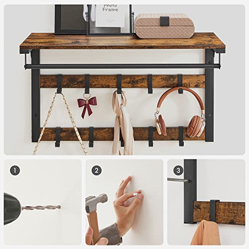 VASAGLE Schuhbank und Wandgarderobe Set, Vintagebraun