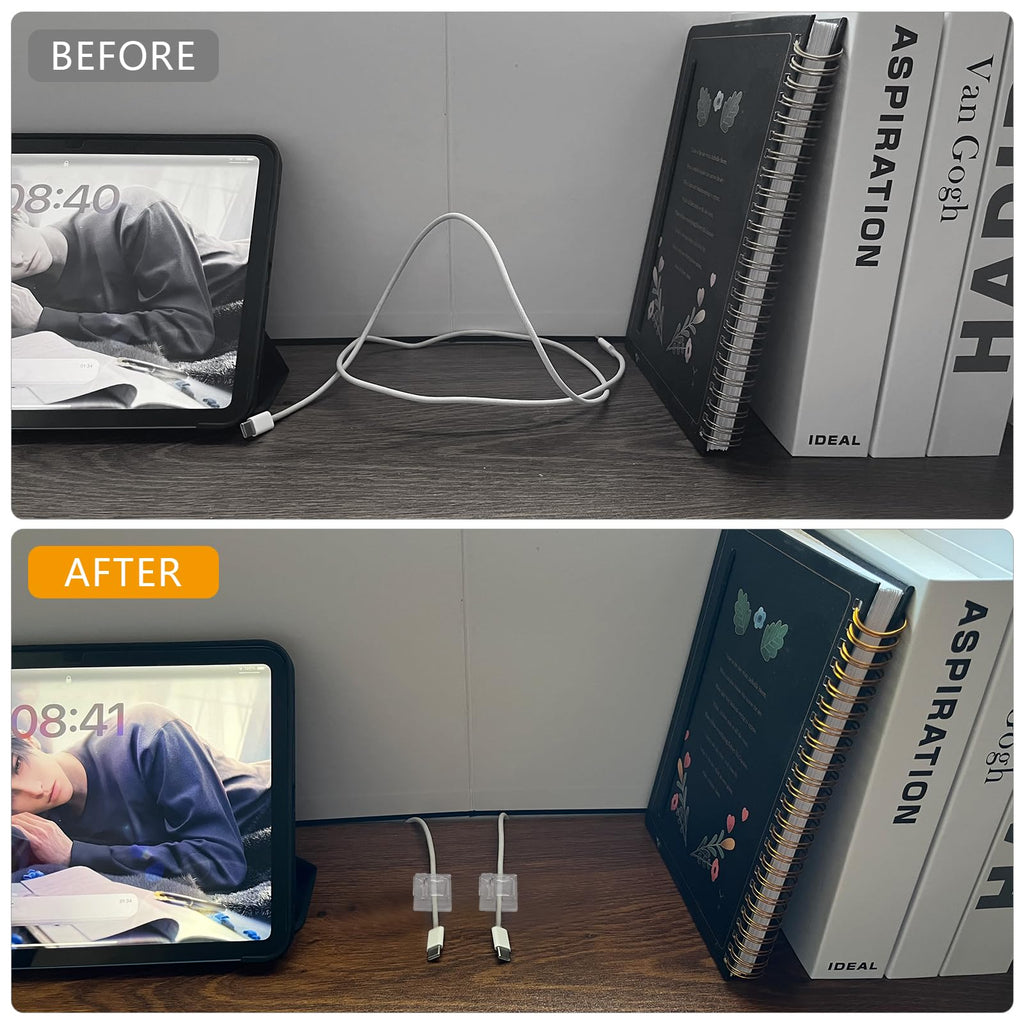 60 Stück Kabelhalter - Transparente Outdoor Kabel Clips Selbstklebend für Kabelmanagement, Kabelclips Organizer Haken Draht Halter für Kabelbefestigung Lichterkette