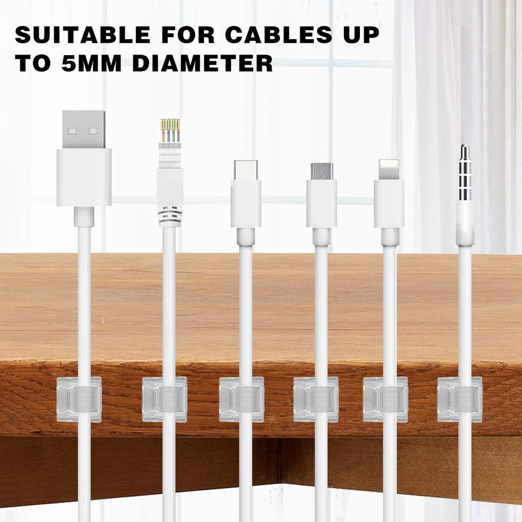 60 Stück Kabelhalter - Transparente Outdoor Kabel Clips Selbstklebend für Kabelmanagement, Kabelclips Organizer Haken Draht Halter für Kabelbefestigung Lichterkette