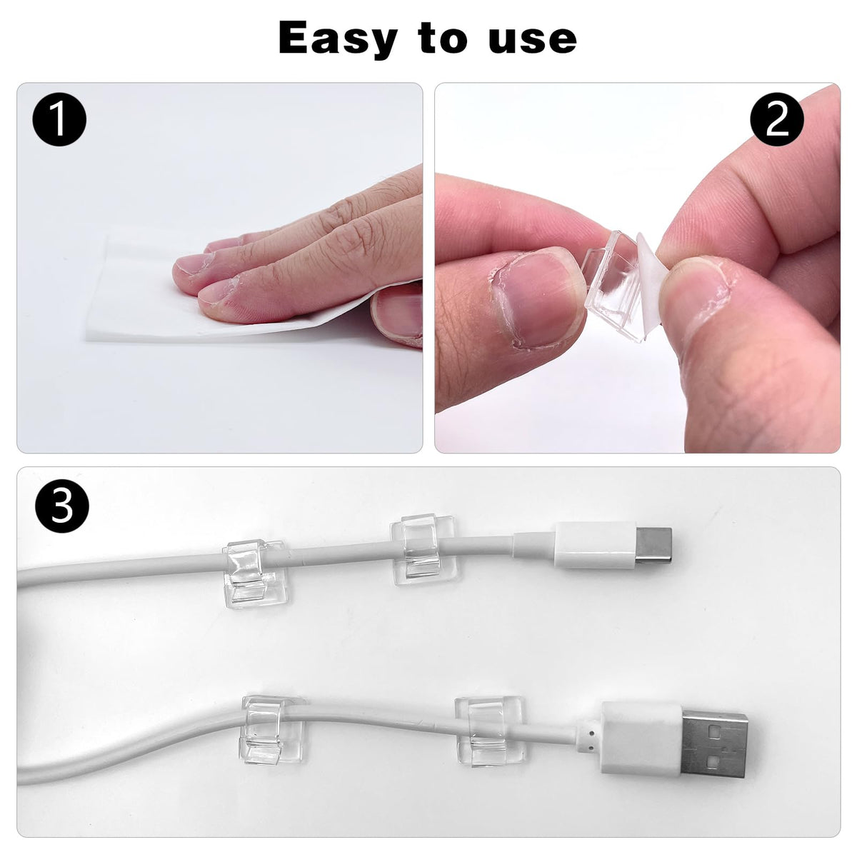 60 Stück Kabelhalter - Transparente Outdoor Kabel Clips Selbstklebend für Kabelmanagement, Kabelclips Organizer Haken Draht Halter für Kabelbefestigung Lichterkette
