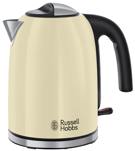 Russell Hobbs Wasserkocher, 1,7 l, 2400 Watt, Edelstahl Creme, Kalkfilter