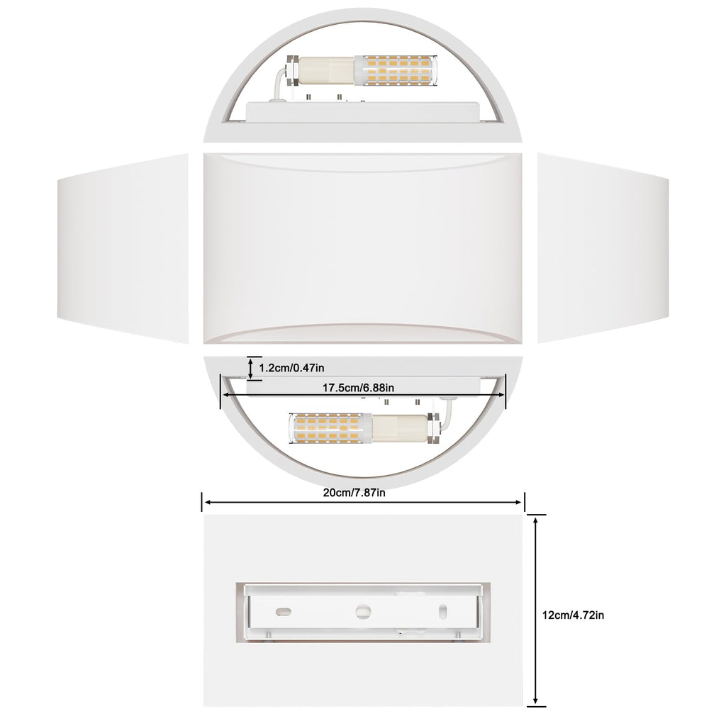 LED Wandleuchte Innen, 7W Weiß Gipsleuchte Modernes Design Wandlampe LED Licht Up und Down Wandlicht Spotlicht Warmweiß für Badezimmer, Wohnzimmer, Schlafzimmer, Flur (G9 LED Birne enthalten)