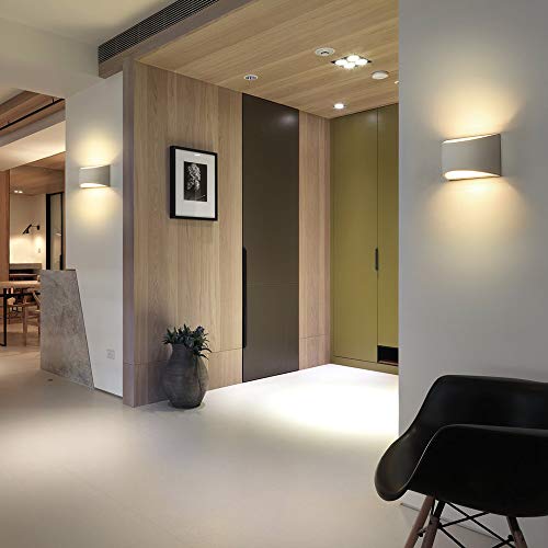 LED Wandleuchte Innen, 7W Weiß Gipsleuchte Modernes Design Wandlampe LED Licht Up und Down Wandlicht Spotlicht Warmweiß für Badezimmer, Wohnzimmer, Schlafzimmer, Flur (G9 LED Birne enthalten)