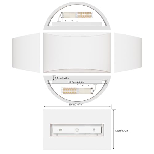 LED Wandleuchte Innen, 7W Weiß Gipsleuchte Modernes Design Wandlampe LED Licht Up und Down Wandlicht Spotlicht Warmweiß für Badezimmer, Wohnzimmer, Schlafzimmer, Flur (G9 LED Birne enthalten)