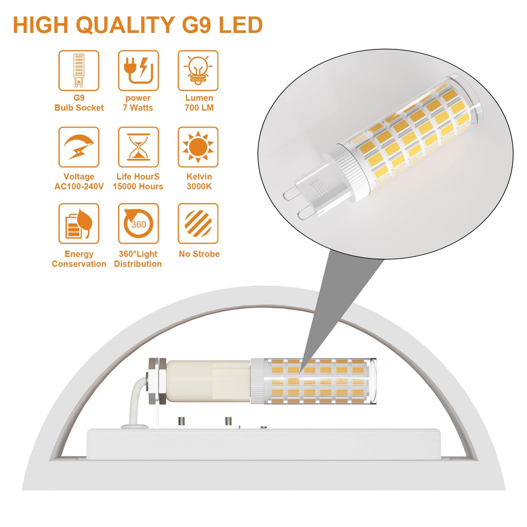 LED Wandleuchte Innen, 7W Weiß Gipsleuchte Modernes Design Wandlampe LED Licht Up und Down Wandlicht Spotlicht Warmweiß für Badezimmer, Wohnzimmer, Schlafzimmer, Flur (G9 LED Birne enthalten)