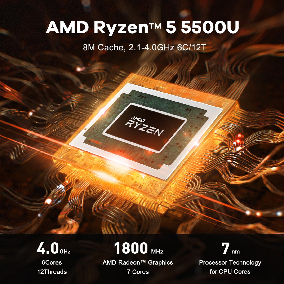 Beelink SER5 Mini PC AMD Ryzen 5 5500U(6C/12T, bis zu 4.3 GHz) 16GB DDR4 RAM 480GB M.2 NVME SSD Mini Computer Windows 11 Pro, Triple Display 4K@60Hz HDMI, DP, USB-C, 2.5G LAN,WiFi6,BT5.2