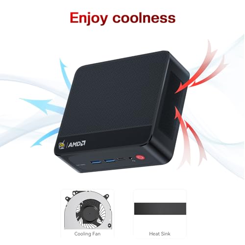 Beelink SER5 Mini PC AMD Ryzen 5 5500U(6C/12T, bis zu 4.3 GHz) 16GB DDR4 RAM 480GB M.2 NVME SSD Mini Computer Windows 11 Pro, Triple Display 4K@60Hz HDMI, DP, USB-C, 2.5G LAN,WiFi6,BT5.2