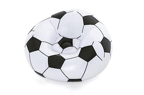 Bestway In & Over Beanless Soccer Ball Chair 114x112x66 cm, Fußball-Luftsessel, 75010-BGLX16XX02, Schwarz/Weiß, 114 X 112 X 71 cm