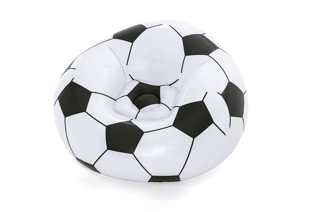 Bestway In & Over Beanless Soccer Ball Chair 114x112x66 cm, Fußball-Luftsessel, 75010-BGLX16XX02, Schwarz/Weiß, 114 X 112 X 71 cm
