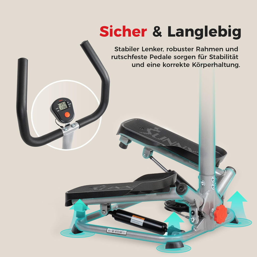 Sunny Health & Fitness Treppensteiger mit Griff für Cardio-Training Zuhause