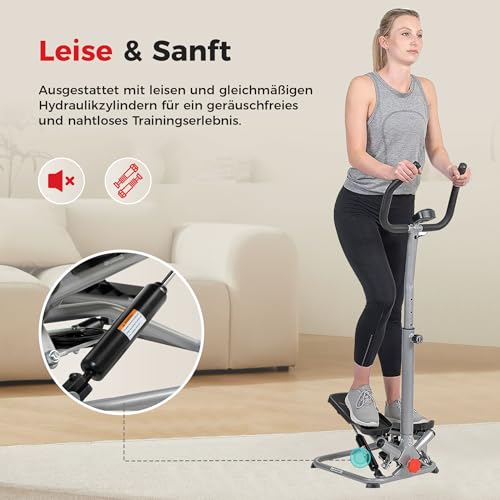 Sunny Health & Fitness Treppensteiger mit Griff für Cardio-Training Zuhause