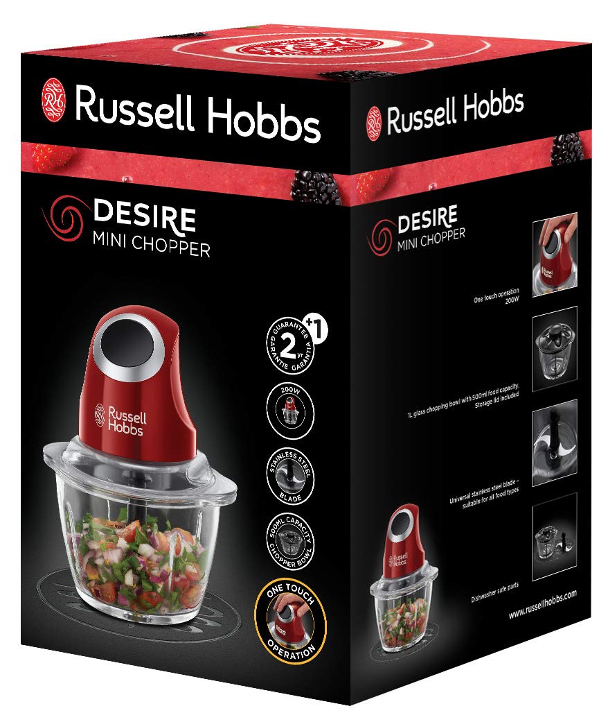 Russell Hobbs Zerkleinerer Mini Elektrisch, 500 ml Glasbehälter, 24660-56