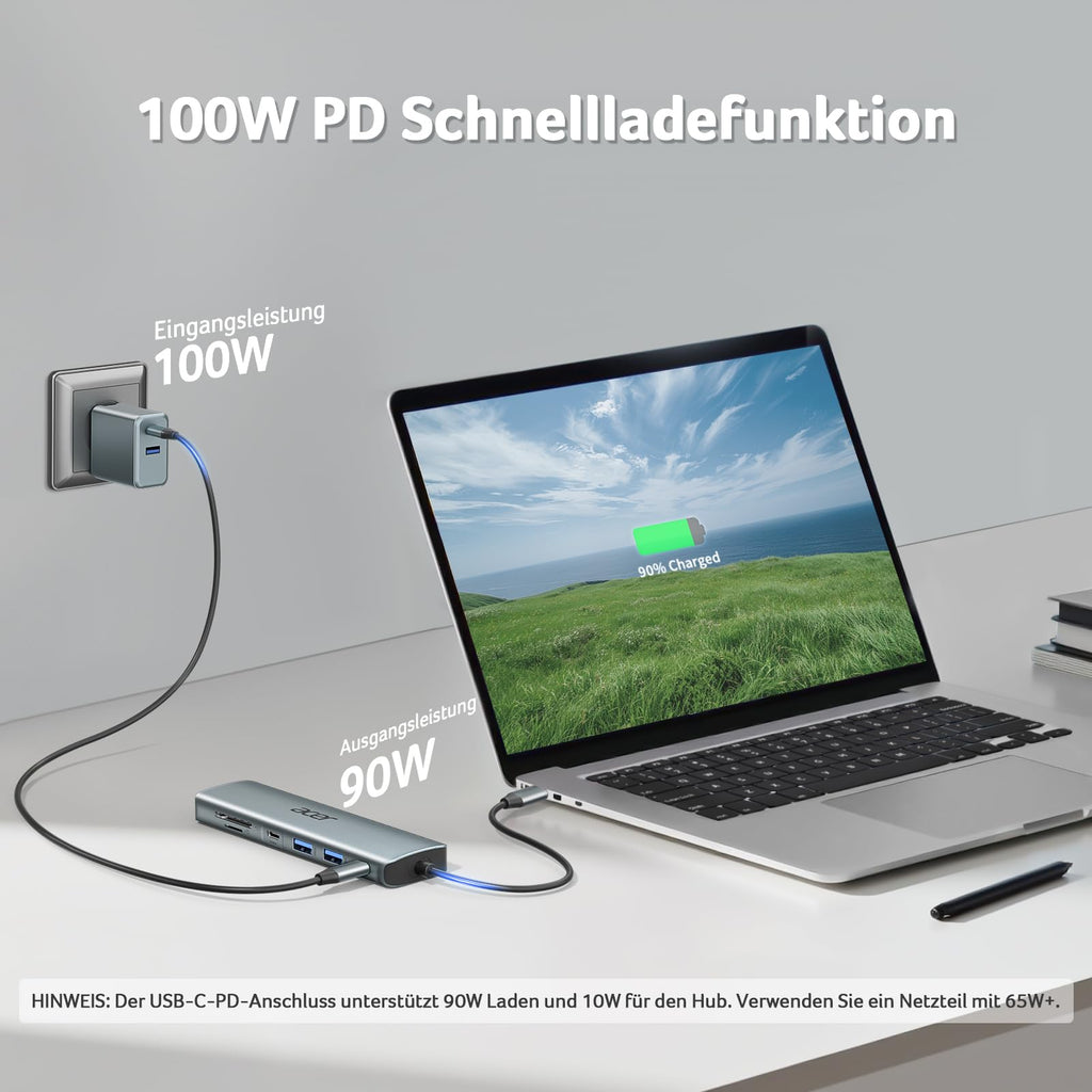 Acer USB C Hub, 7IN1 USB-C zu 4K HDMI, 2*USB-A+1*TypC 5Gbps, 100W PD, SD/TF