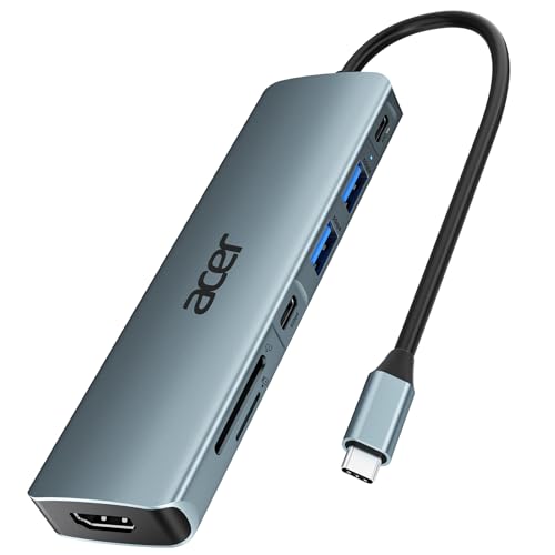Acer USB C Hub, 7IN1 USB-C zu 4K HDMI, 2*USB-A+1*TypC 5Gbps, 100W PD, SD/TF