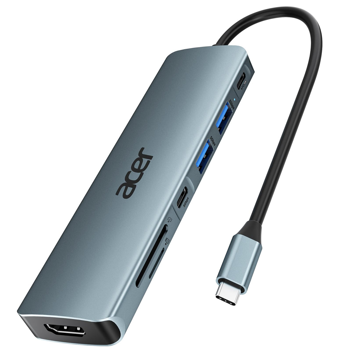 Acer USB C Hub, 7IN1 USB-C zu 4K HDMI, 2*USB-A+1*TypC 5Gbps, 100W PD, SD/TF
