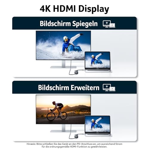 Acer USB C Hub, 7IN1 USB-C zu 4K HDMI, 2*USB-A+1*TypC 5Gbps, 100W PD, SD/TF