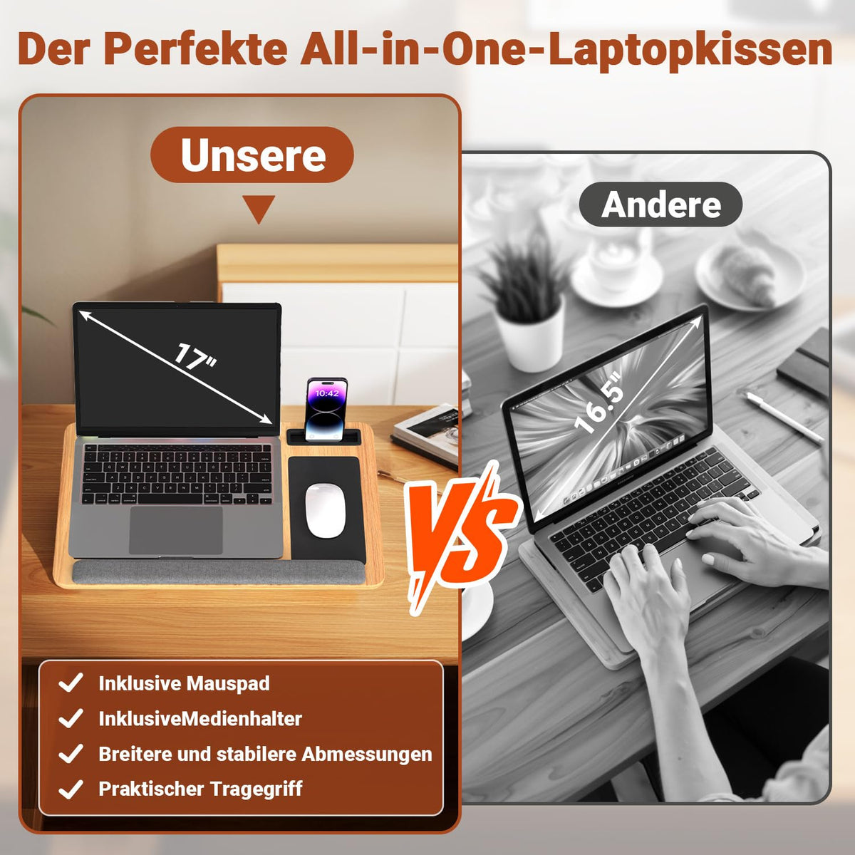 Laptopkissen Groß & Ergonomisch bis 17 Zoll