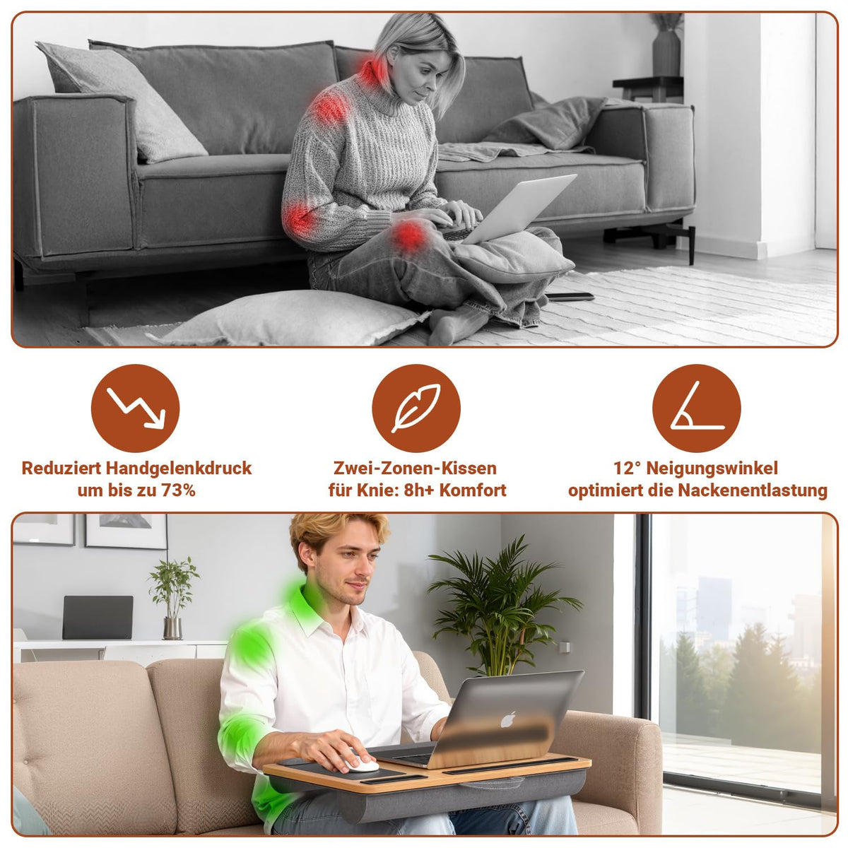 Laptopkissen Groß & Ergonomisch bis 17 Zoll