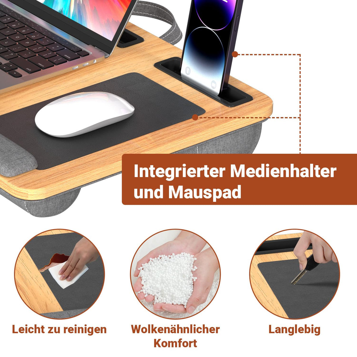 Laptopkissen Groß & Ergonomisch bis 17 Zoll