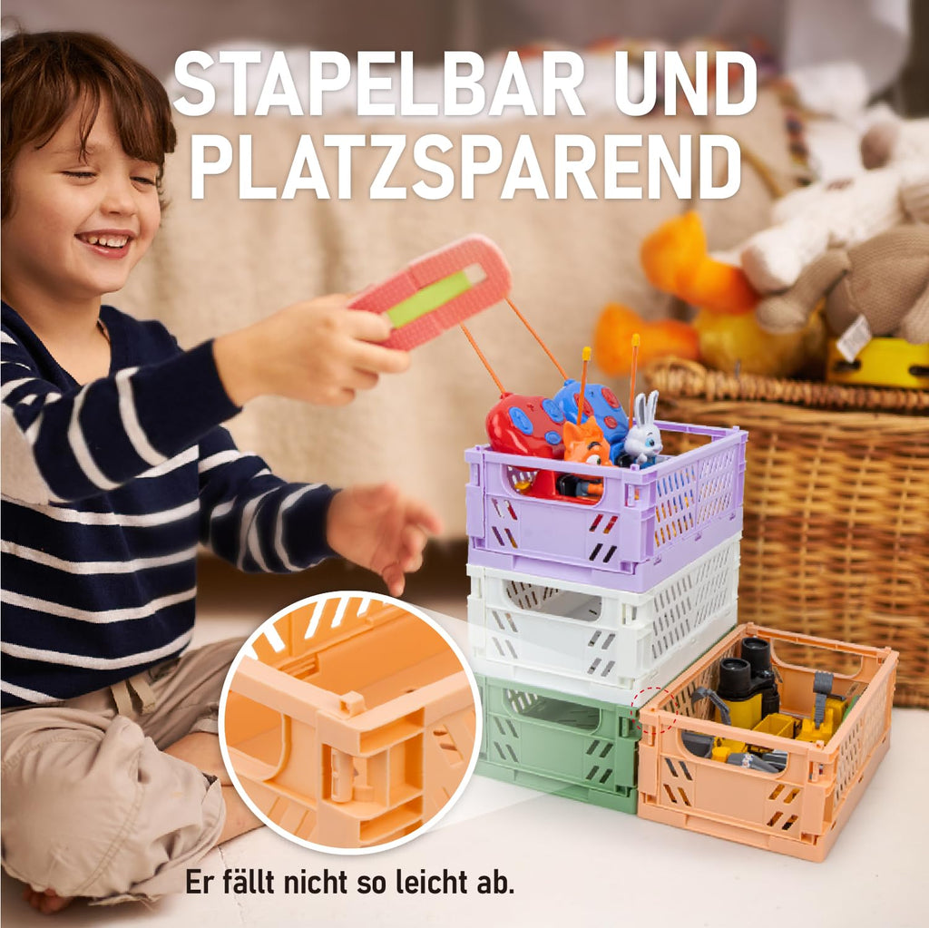 iHomara 4X Faltbarer Aufbewahrungskorb, 25*16*10cm Klappbox, Mehrzweckkorb