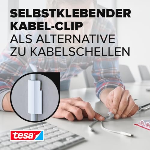 tesa Powerstrips Kabelclip - 1 x 5 Clips - Weiß