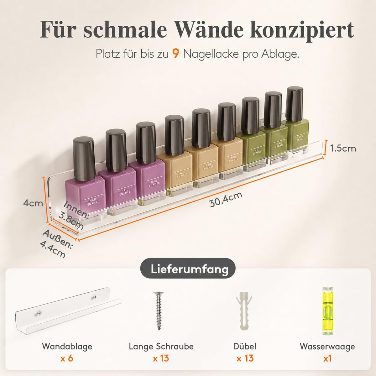 Lifewit 6 Pack Wandregal Schmal, 30,4cm Kunststoff Schweberegal, Klar