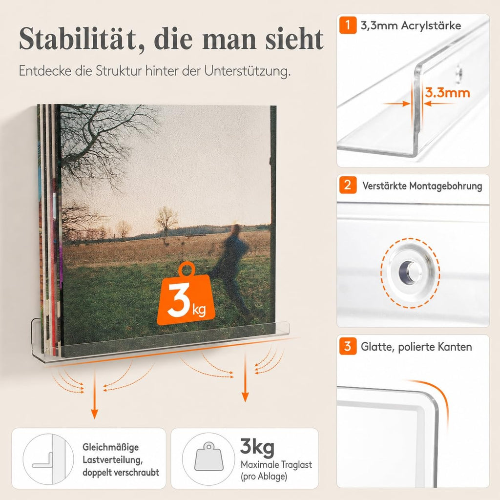 Lifewit 6 Pack Wandregal Schmal, 30,4cm Kunststoff Schweberegal, Klar
