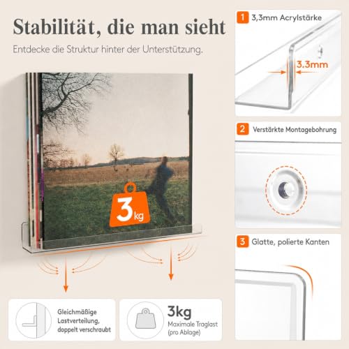 Lifewit 6 Pack Wandregal Schmal, 30,4cm Kunststoff Schweberegal, Klar