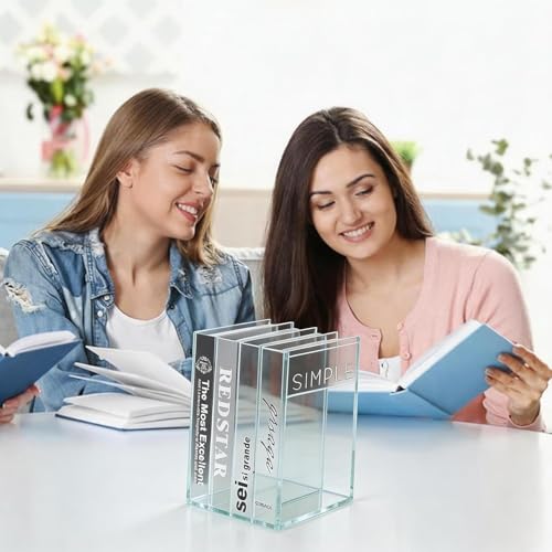 6er-Pack weiße Acryl-Buchstützen – rutschfest, stabil und leicht zu reinigen – ideal für Kinder, Schule und Büro (6, Weiß) (Transparentweiß)