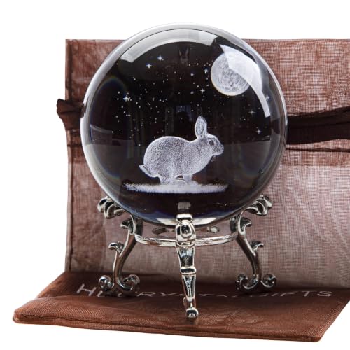 60mm 3D Kristallkugel mit Kaninchen Figur Laser Kristall Briefbeschwerer
