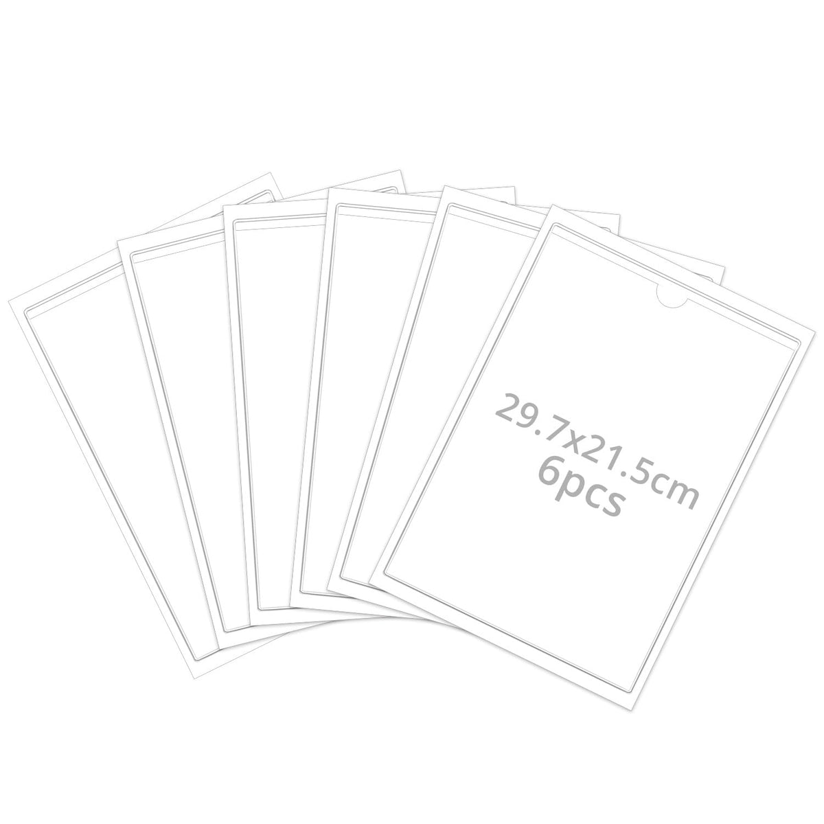 QWORK® 6X Transparente PVC-Taschen, Vertikale A4, Selbstklebende Dokumentenhalter Broschürenhalter mit Oberer Öffnung, Wasserfest und Robust