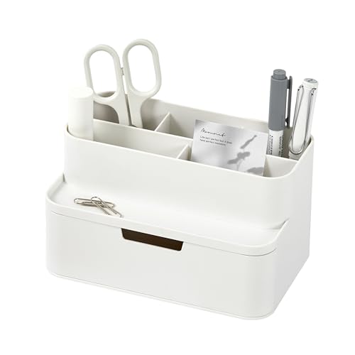 BLUE GINKGO Kompakter Schreibtisch-Organizer – kleine 5 Fächer, halbe Schublade – Stifthalter, Schreibwaren-Organizer für Schreibtisch, Schminktisch, Regal (hergestellt in Korea, Weiß)