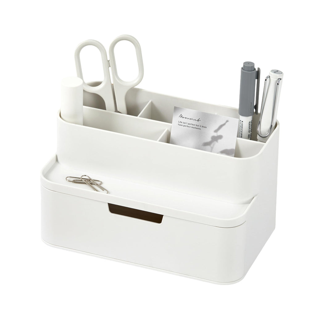 BLUE GINKGO Kompakter Schreibtisch-Organizer – kleine 5 Fächer, halbe Schublade – Stifthalter, Schreibwaren-Organizer für Schreibtisch, Schminktisch, Regal (hergestellt in Korea, Weiß)
