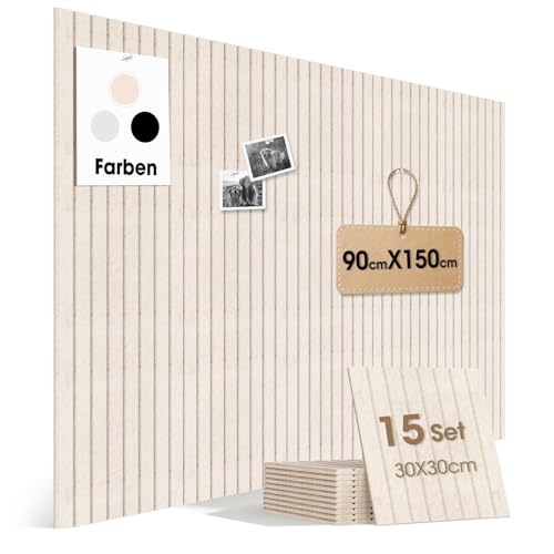 150 x 90 cm Große Filz Pinnwand, 15er Pack Pinnwand Kork Selbstklebend mit 75 Pinnadeln, Fotowand Pinnwand modern Memoboard, 0,9cm Dick korkplatte für Büro Schulen Kinderzimmer, Helles Kamel