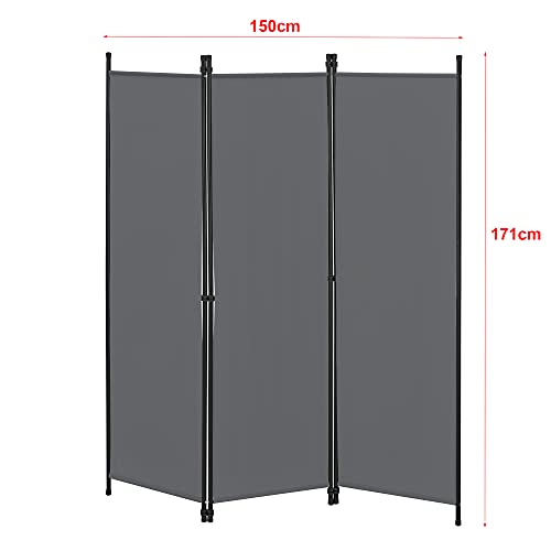 Raumteiler Huesca 3-teilig 150x171 cm Paravent Trennwand 3-TLG. Sichtschutz Stellwand Spanische Wand Dunkelgrau
