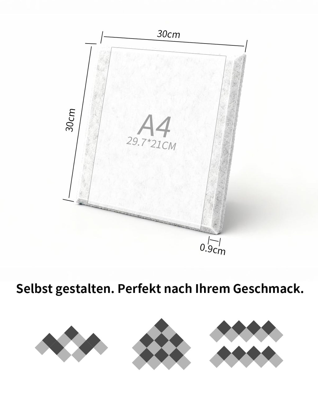8 Stück 0,72㎡ Akustikpaneele Selbstklebend 30x30cm Beige