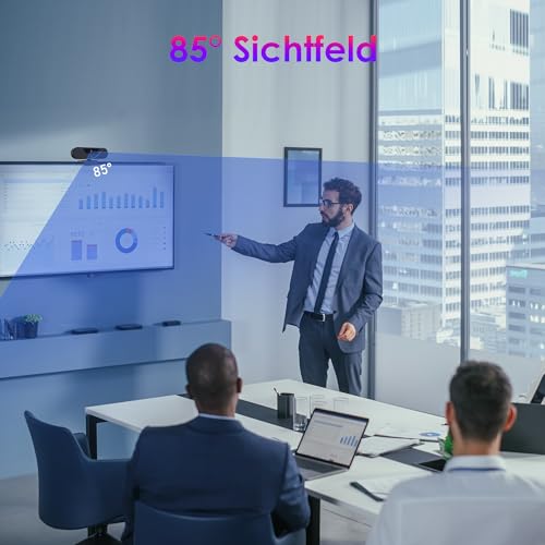 W8GS Webcam 4K, Kamera PC mit Mikrofon, Geräuschunterdrückung, Autofokus, 85°Sichtfeld, Datenschutz, Plug&Play, Lichtkorrektur, für Mac OS/Windows/Linux/Chrome/Switch 2, Meeting and Streaming