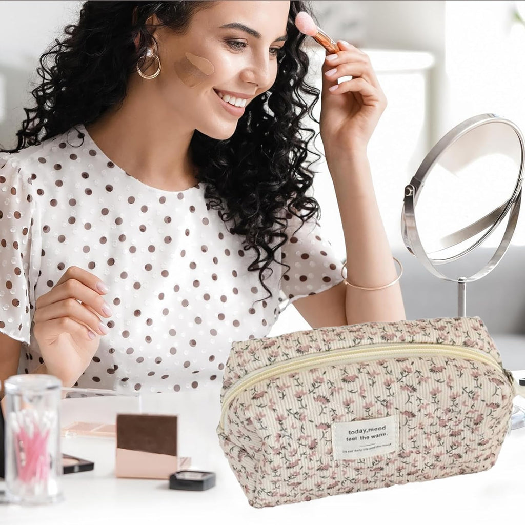 Blumenmuster Kulturtasche, Federmäppchen Bleistift, Kosmetiktasche, die Cartoon-Tasche ist Klein und süß und Kann als Spielzeugtasche, Schlüsseltasche Verwendet Werden, Geldtasche (Rosa)