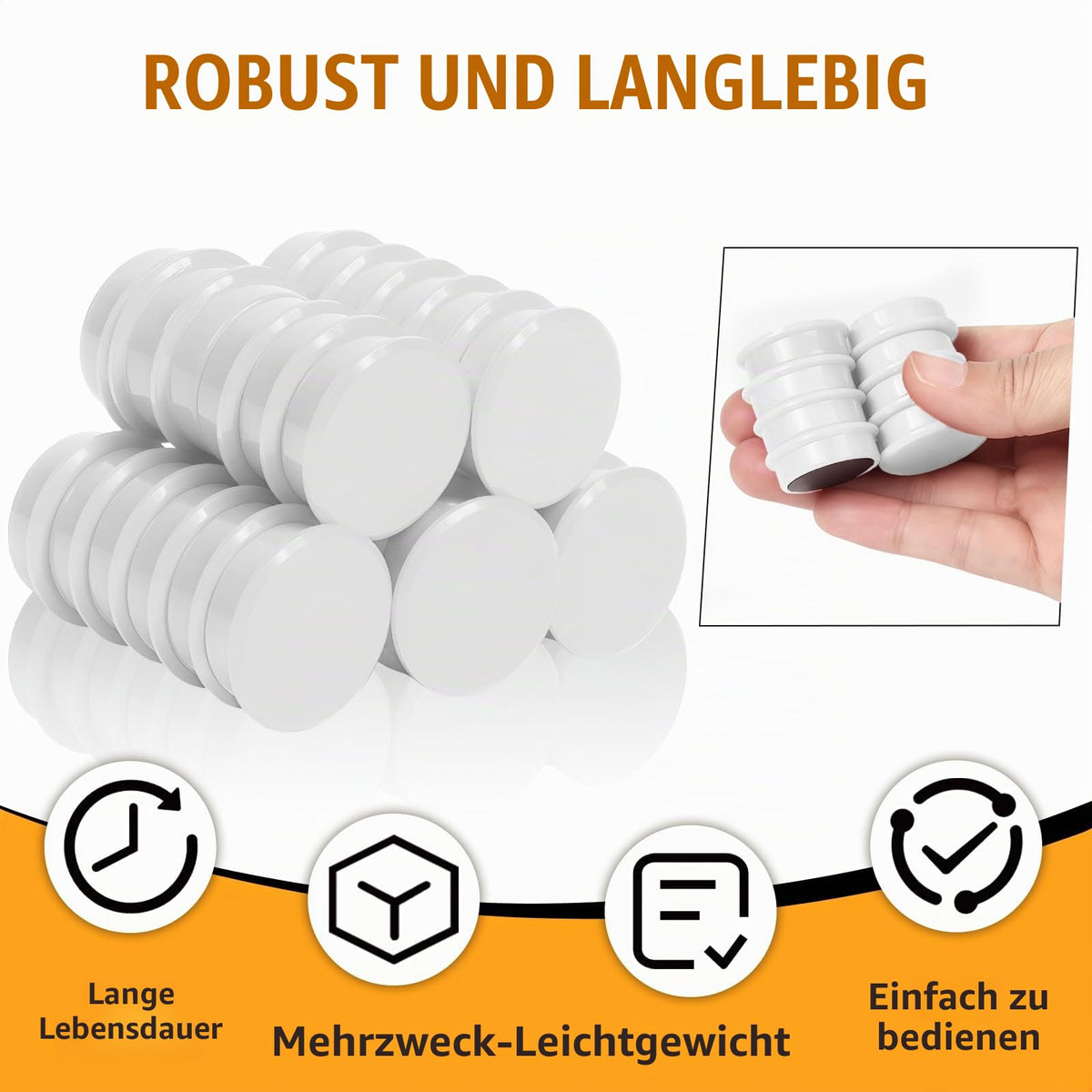 30 Stück Starke Magnete für Magnettafel & Whiteboard – Runde Weiß Kühlschrankmagnete, Dekorative Mini Magnete Kleine, Magneten Starker Halt für Pinnwand Magnetwand Büro Schule, Tafelmagnete