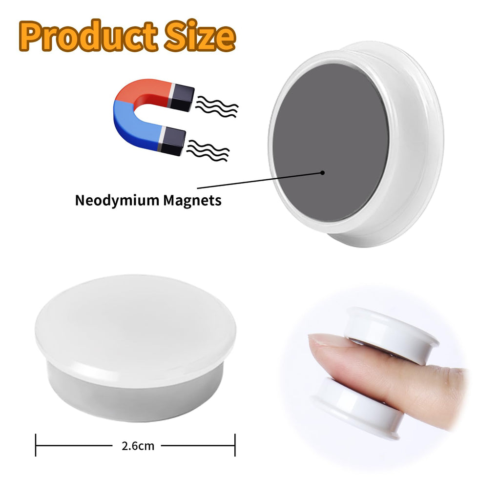 30 Stück Starke Magnete für Magnettafel & Whiteboard – Runde Weiß Kühlschrankmagnete, Dekorative Mini Magnete Kleine, Magneten Starker Halt für Pinnwand Magnetwand Büro Schule, Tafelmagnete