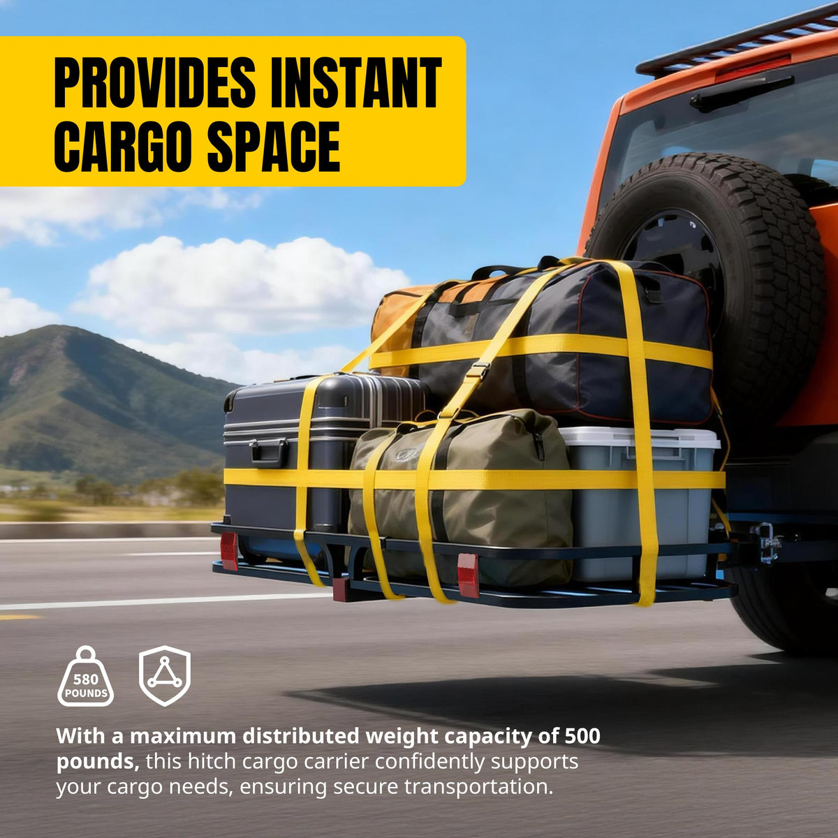 MaxxHaul 70107 134,6 x 48,8 cm Anhängerkupplung – Anhängerhalterung aus Stahl mit hohen Seitenschienen für Wohnmobile, LKWs, SUVs, Vans, Autos, 5,1 cm Empfänger, 227 kg Tragfähigkeit, Schwarz