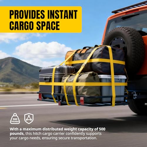 MaxxHaul 70107 134,6 x 48,8 cm Anhängerkupplung – Anhängerhalterung aus Stahl mit hohen Seitenschienen für Wohnmobile, LKWs, SUVs, Vans, Autos, 5,1 cm Empfänger, 227 kg Tragfähigkeit, Schwarz