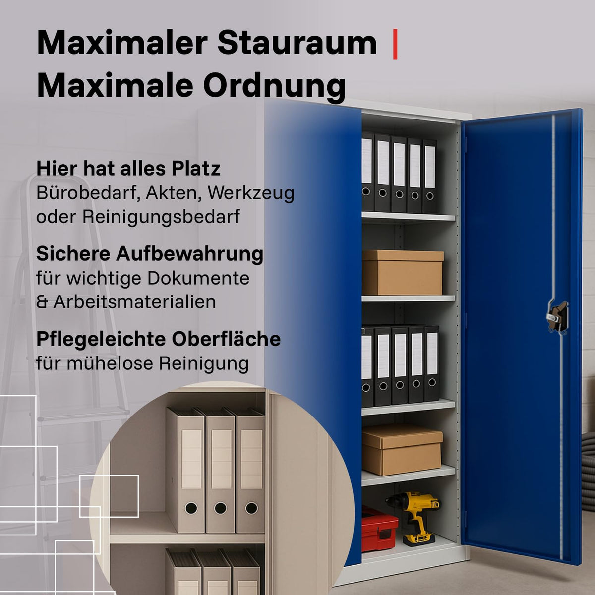 2-Pack LagerZwei Mehrzweckschrank 195x100x50cm I Metallschrank, 4 Fachböden I Großer Aktenschrank, abschließbar I Robuster Allzweckschrank als Werkstattschrank & Büroschrank I Stahlschrank anthrazit