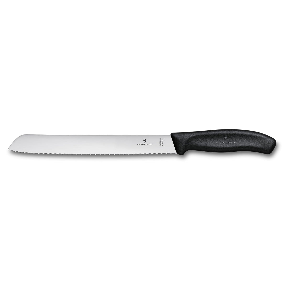 Victorinox Swiss Classic, Profi Brotmesser, Extra Scharfe Klinge, Wellenschliff, 21 cm, Robuster Kunststoffgriff, Rostfreier Stahl, schwarz