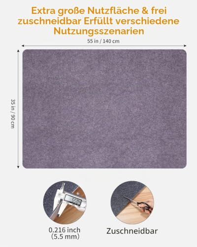 90 x 140 cm, Bürostuhl Unterlage, Schreibtischstuhl Unterlage, Bodenschutzmatte bürostuhl, Kratzfest Bodenmatte Stuhlunterlage, Bodenschutzmatte für Laminat, Parkett und Hartböden (hellgrau)